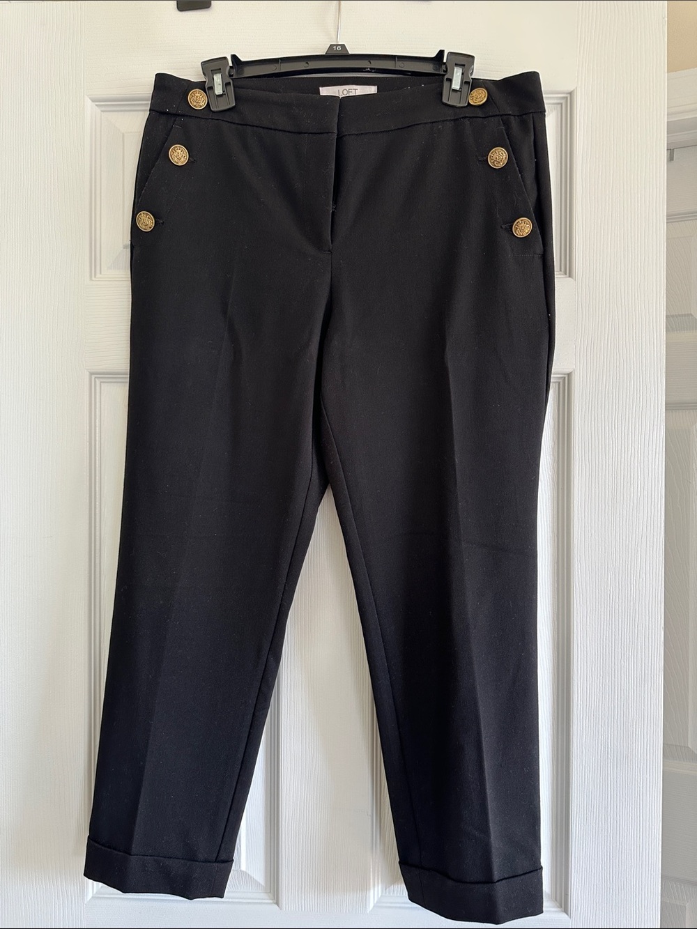 LOFT Petite size 10 Black Cropped Sailor-Inspired Pants